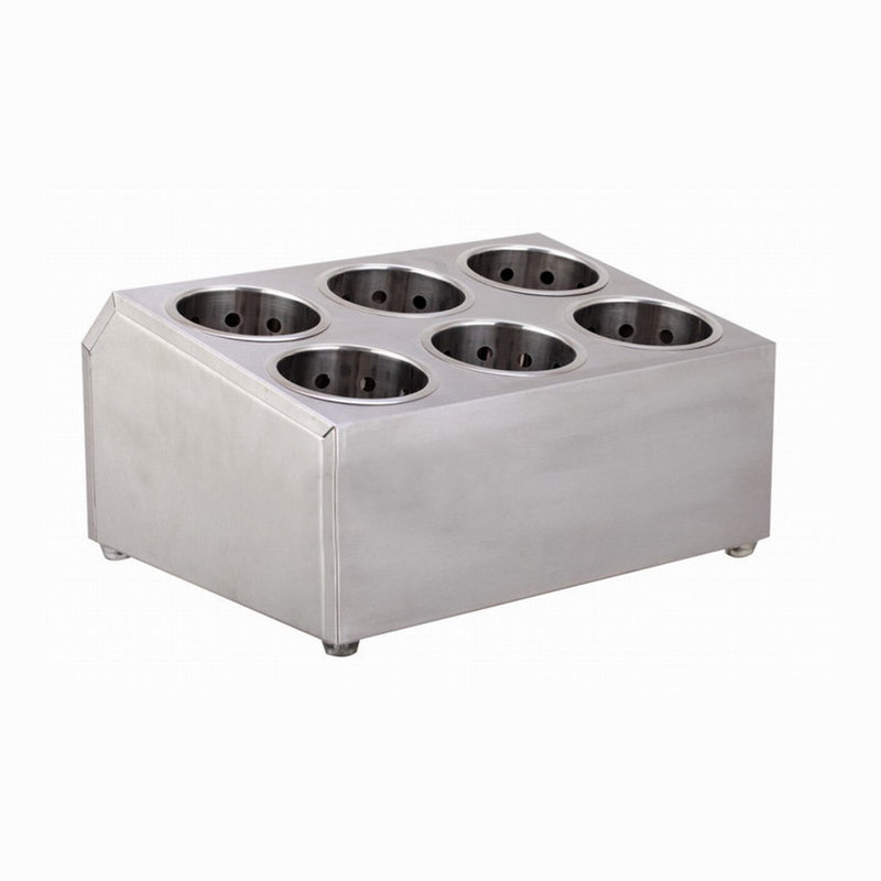 2X 18/10 Stainless Steel Commercial Rectangular Cutlery Holder 6 Holes