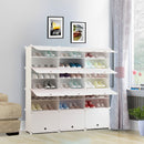 7 Tier White Shoe Rack Organizer Stackable Portable Storage with Cover