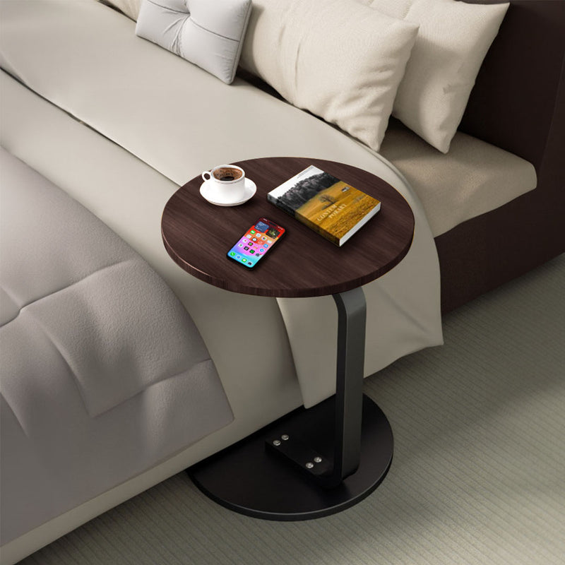 2X White Wood Side Table 50cm Lightweight Movable Black Frame for Living Room