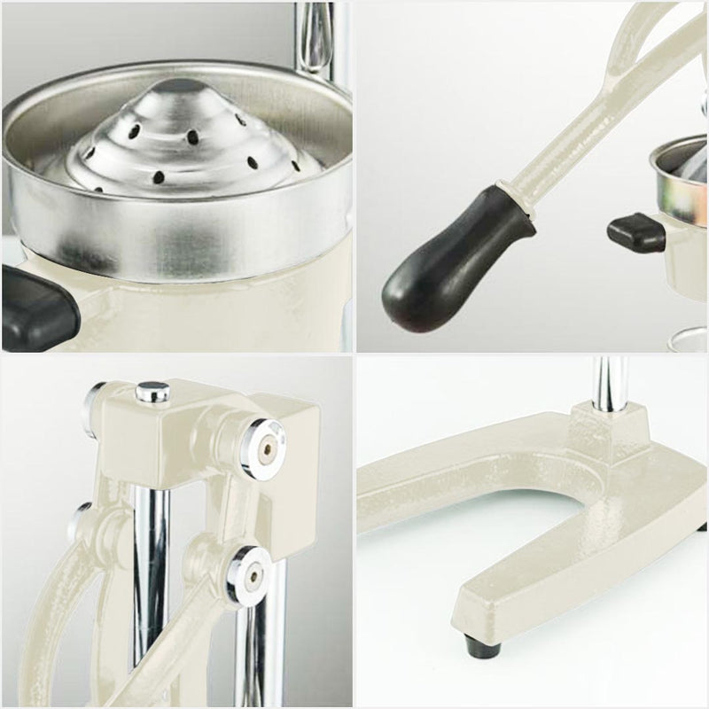 2X Commercial Hand Press Juicer Cast Iron Base 304 Stainless Steel White