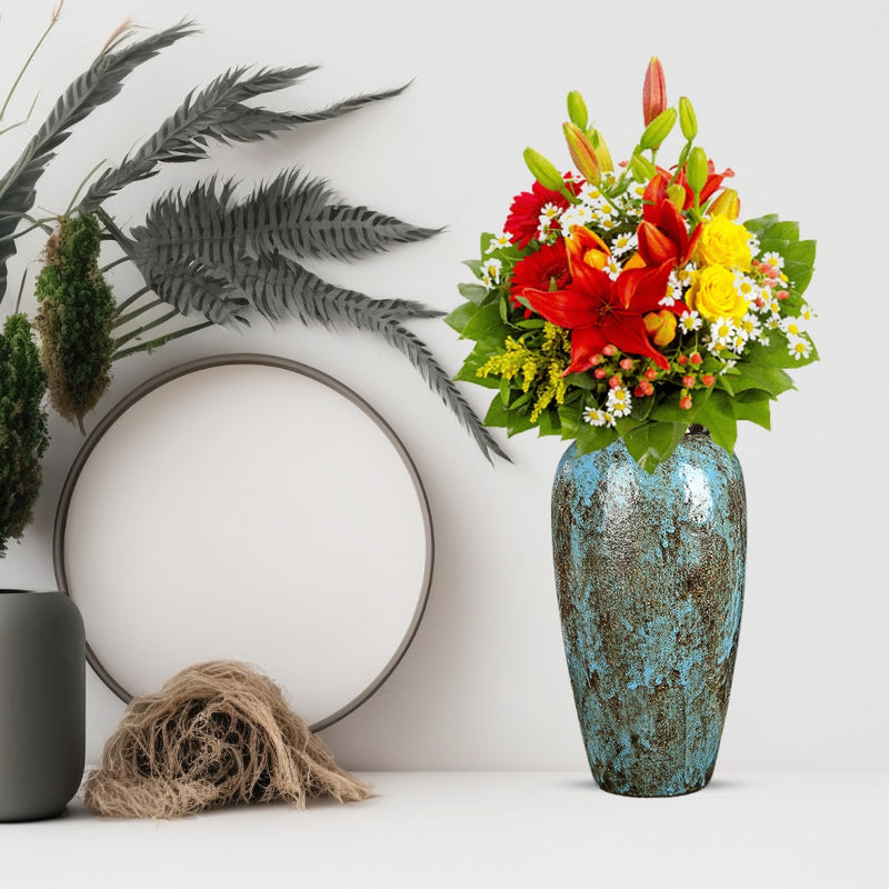 Large Light Blue Ceramic Flower Vase 35x17cm Elegant Home Decor