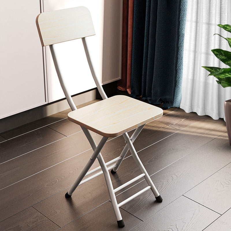 Oak Grain Foldable Chair Mdf Seat Aluminum Legs 77cm Space Saving Set of 2