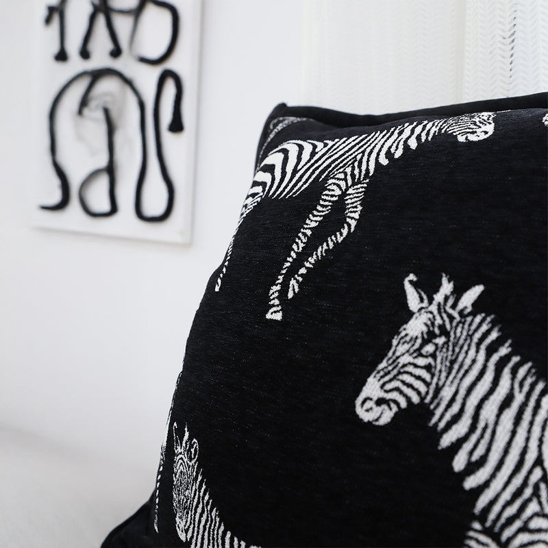 2X 50cm Black Zebra Throw Pillow Polyester Square Light Luxury Home Decor