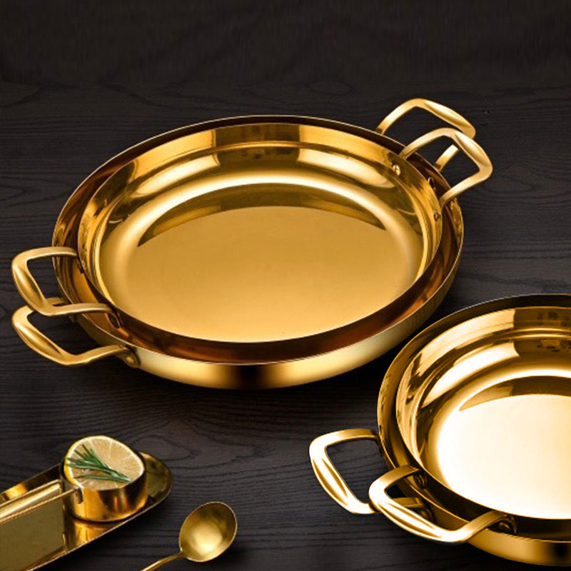 28cm Stainless Steel Flat Base Seafood Dry Pot Gold Non Stick Induction Ready
