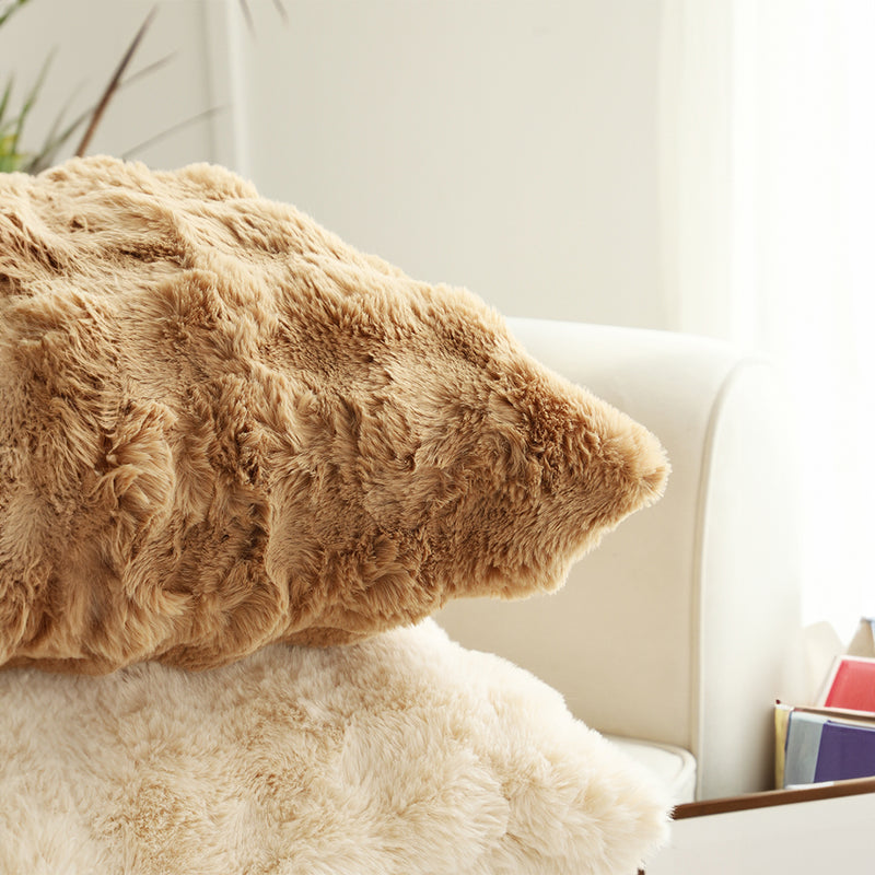 Polyester Throw Pillow 50cm Square 14cm Thick Rabbit Design Coffee