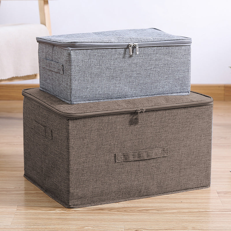 2X Large Foldable Storage Box 45cmx35cmx25cm Polyester Coffee Double Zipper