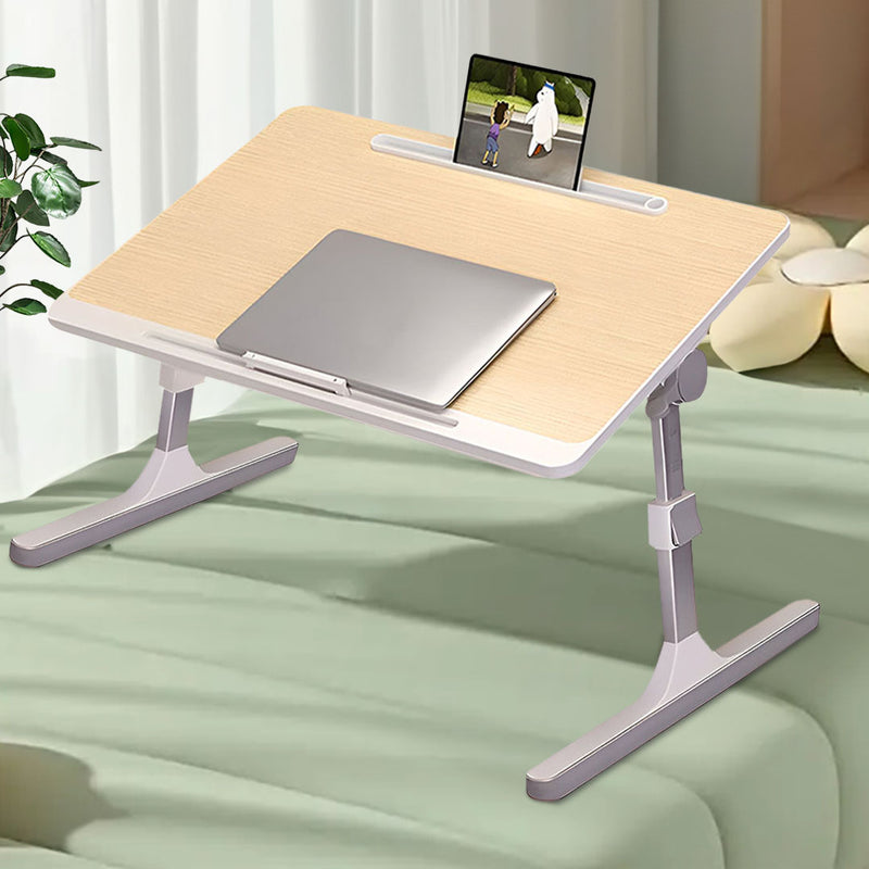 Wood Portable Foldable Laptop Bed Table 60X40cm Adjustable Height Natural Finish