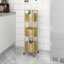 3 Tier Metal Bathroom Shelf Gold Multifunctional Storage Rack with Wheels