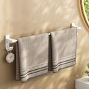 Wall Mounted White Double Pole Towel Holder Aluminum Bathroom Organizer 52cm
