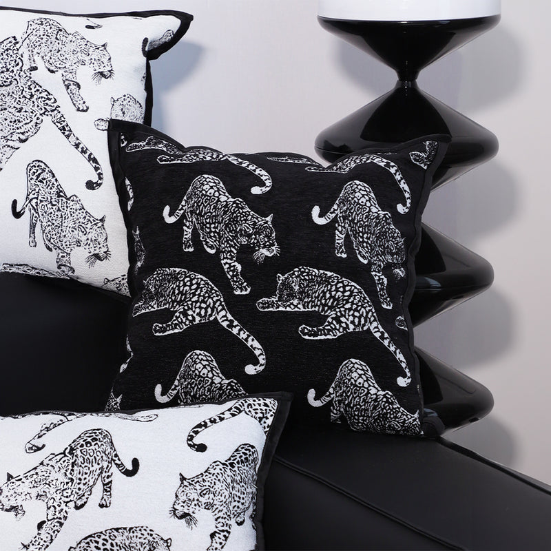 Throw Pillow Polyester Teddy Fleece 45X45X14Cm Square Black Leopard Design