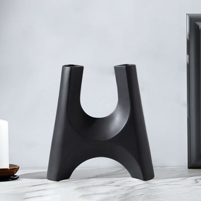 42x39cm Ceramic Bottle Holder Plant Pot Stand Black Modern Minimalist Ornament