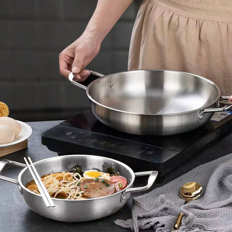 18cm Stainless Steel Stockpot Silver Nesting Design Gold Handles Dishwasher Safe