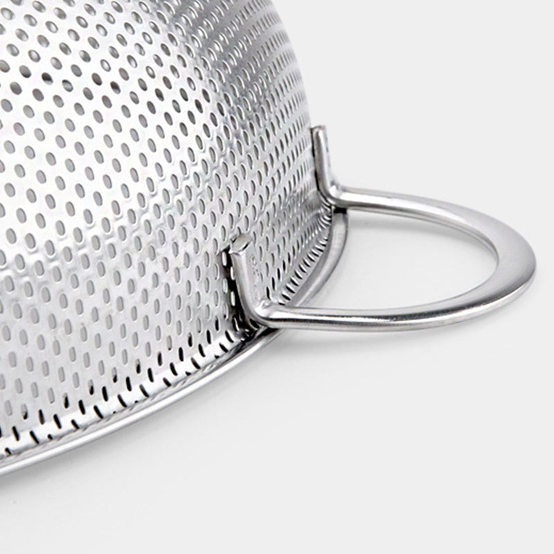 Stainless Steel Perforated Colander Set 19.5cm 22.5cm 25.5cm 2 Handle Fine Holes