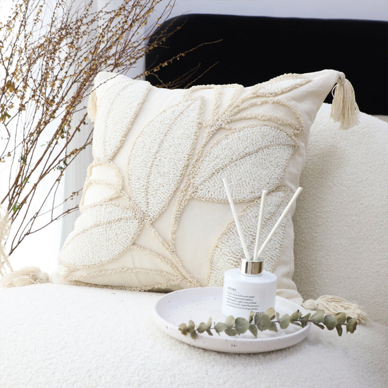 2X 45cm 15cm Thick Velvet Square Throw Pillow Cream Beige Polyester Cotton Plush