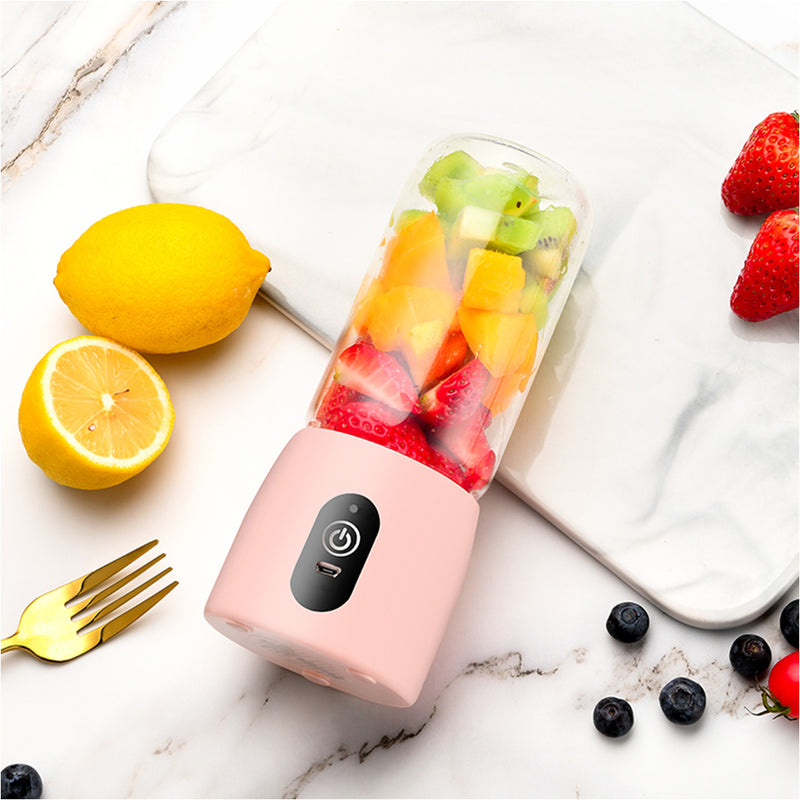 Portable Mini USB Rechargeable Glass Juicer Blender Food Grade Pink 8cmX20cm