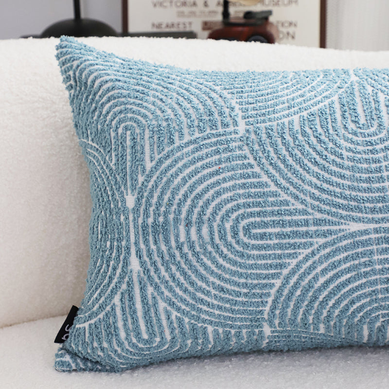 2X Throw Pillow Blue Polyester Cotton 35x55x18cm Indoor Outdoor Corded