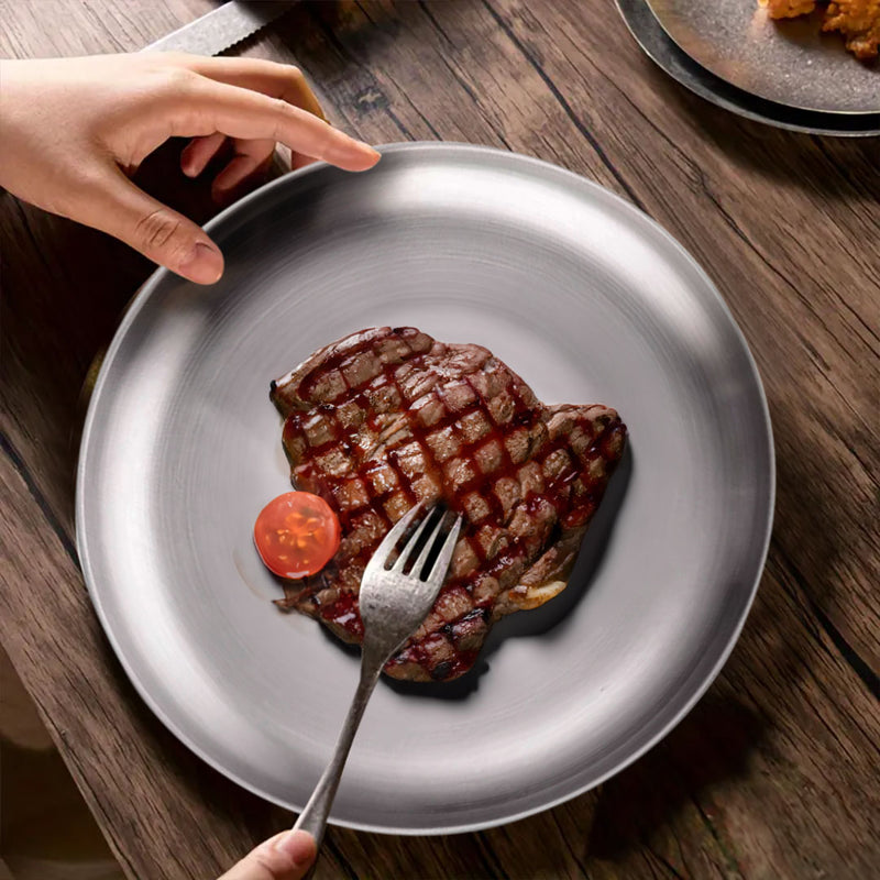 14cm Silver Grilling Plate Heat Resistant Stainless Steel BBQ Outdoor Kitchen Use
