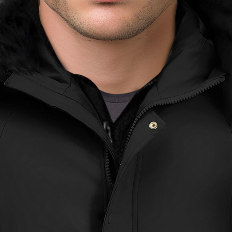 2XL Black Hooded White Duck Down Quilted Puffer Jacket Warm