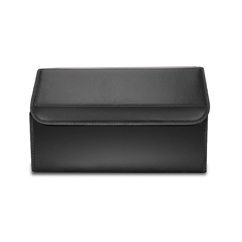 Leather Car Boot Organizer Box Large Collapsible Portable Storage Black