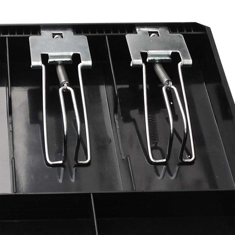4 Bills 8 Coins Metal Cash Tray Lockable Lid Keys Heavy Duty Black 355x326x60mm