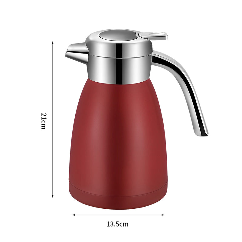 2X 1.2L 18/10 Stainless Steel Insulated Vacuum Flask Red Spill Proof