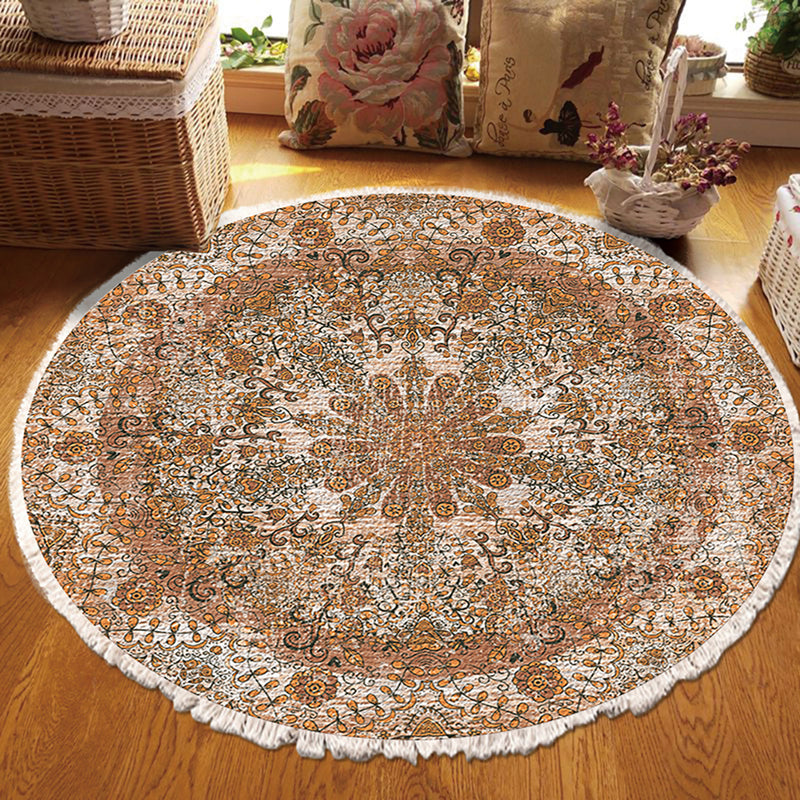 2X 120cm Round Mandala Area Rugs Polyester Anti Slip Backing