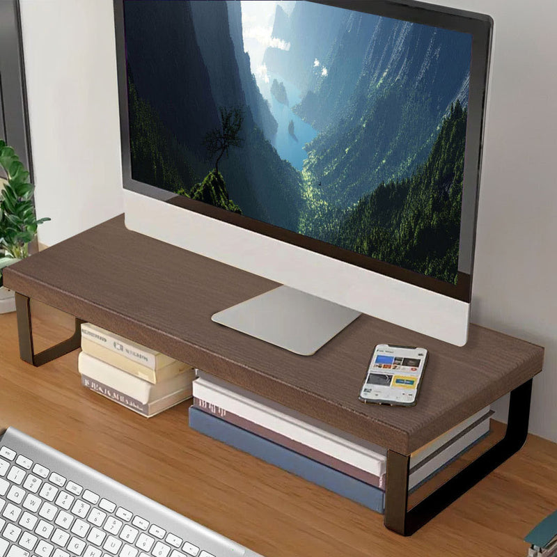 2X Black Monitor Stand 40cm Desktop Organizer Ergonomic Height Boost