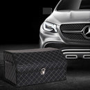 2X Leather Car Boot Organizer Box Foldable Collapsible Storage Black Stitch