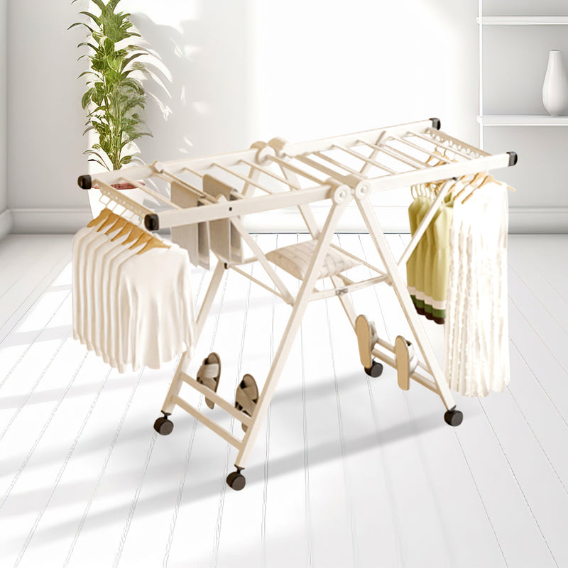 2X Portable Wing Shape Clothes Drying Rack Stainless Steel 140cm White Foldable