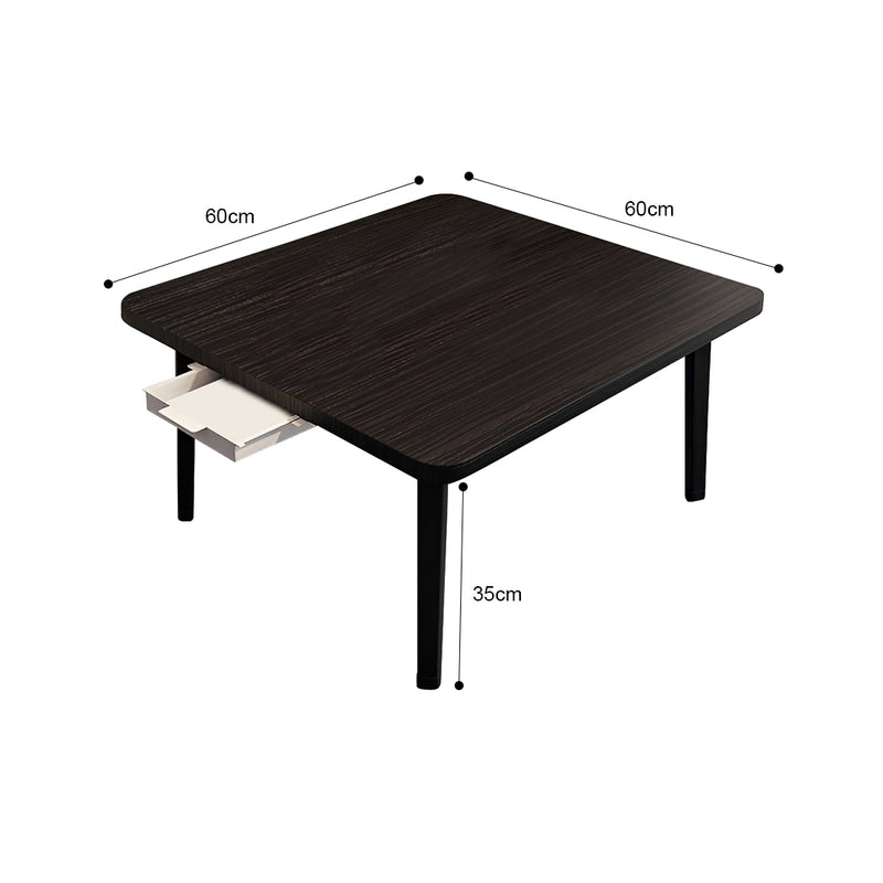 2X Black Portable Floor Table Particleboard Metal Mini Desk With Drawer
