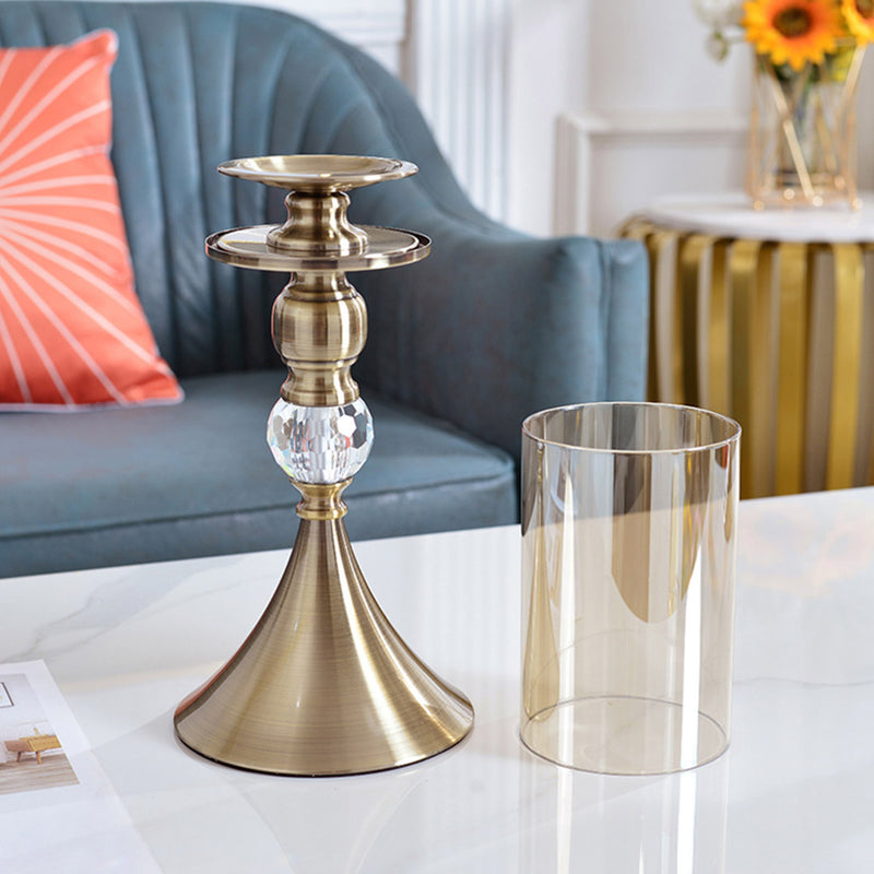 Glass And Metal Candle Holders Set Of 2 43cm 38cm 14cm Width