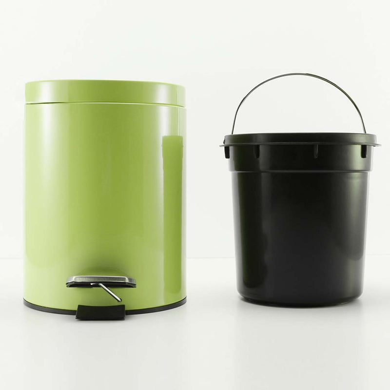 4X Pedal Bin Stainless Steel 7L Round Green Soft Close Removable Inner