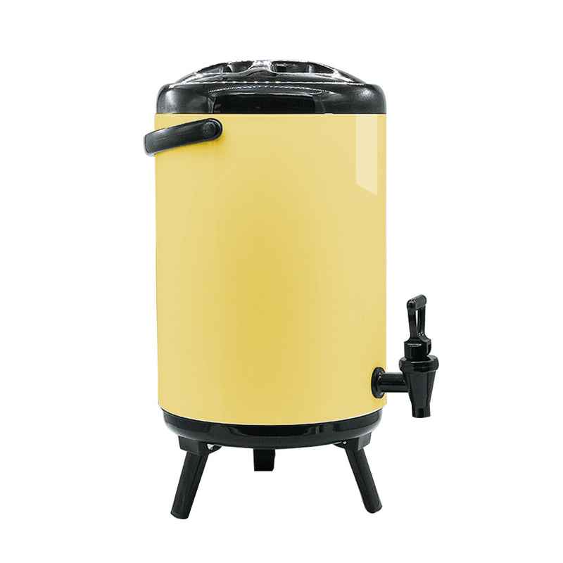 2X 18L Stainless Steel Insulated Milk Tea Beverage Dispenser With Faucet Yellow