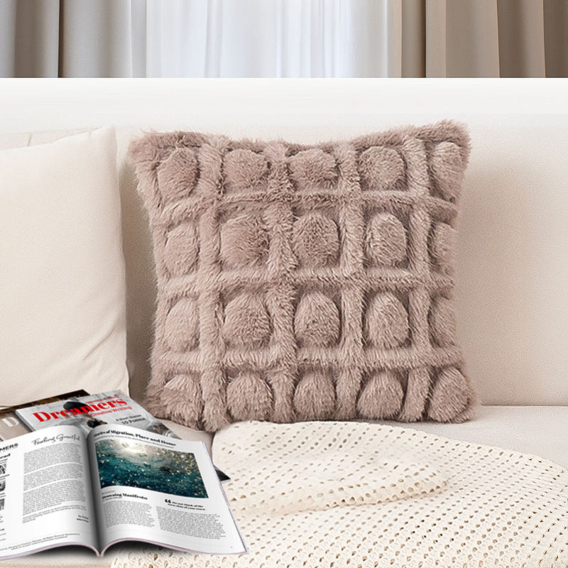 Plush Velvet Square Throw Pillow 45cm Beige Soft Cushion Modern Decor