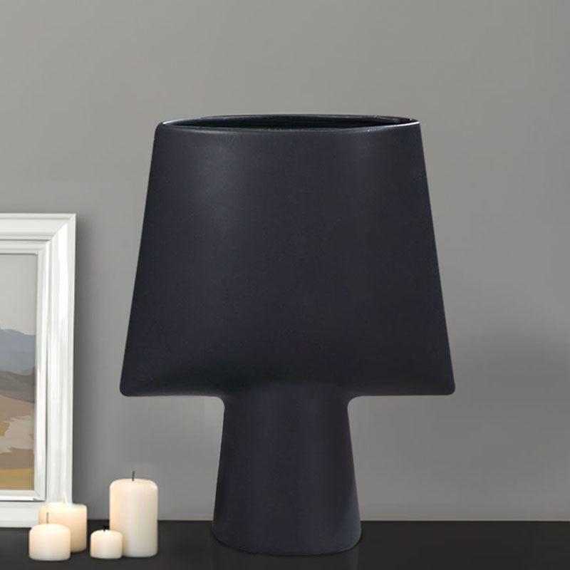 2X Ceramic Vase 21x25.5cm Small Black Modern Geometric Ornament Home Decor