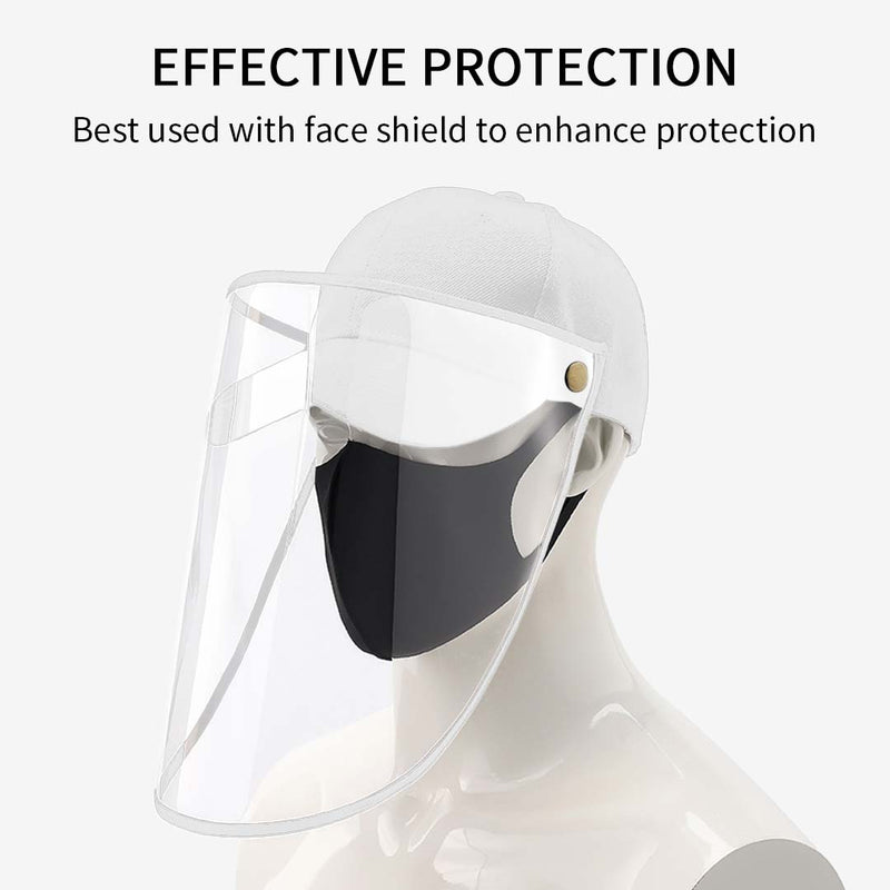 Adult Full Face Protective Hat Cotton Tpu Shield Baseball Cap White 27x41cm