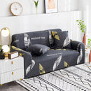 1-Seater Feather Print Stretch Sofa Slipcover Protector Black Polyester