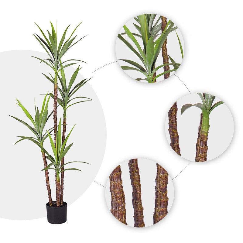 180cm Artificial Dracaena Yucca Tree Green Indoor Plant with Black Pot Decor