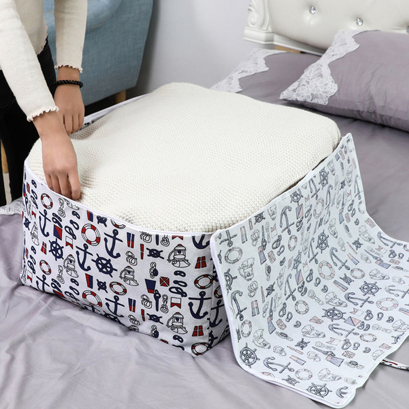 2X Large Foldable Travel Storage Bag Double Zipper Polyester Nautical Icons