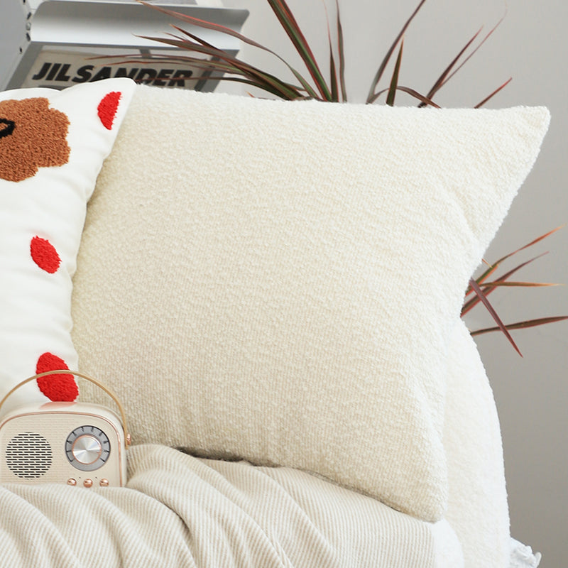 50x50x18cm White Throw Pillow Polyester Cotton Blend Plush Durable