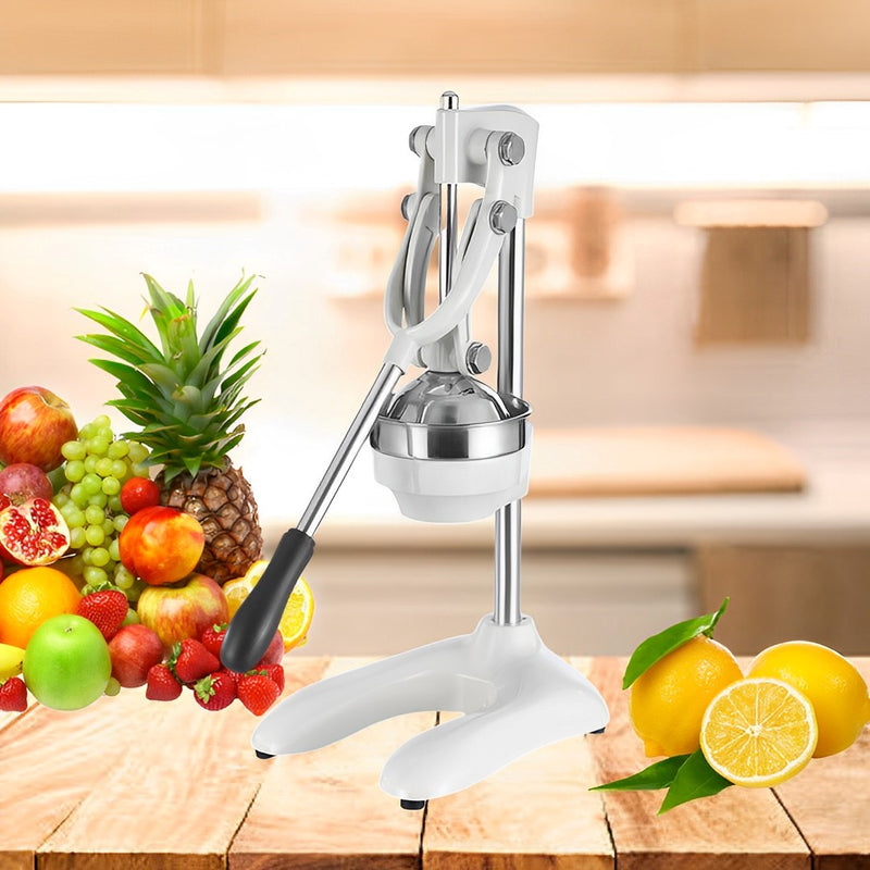 2X Manual Hand Press Citrus Juicer 304 Stainless Steel Aluminum Body 48cm White