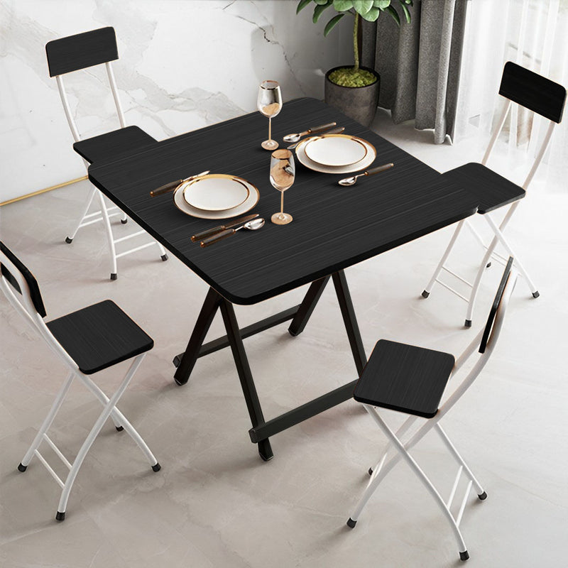 Black Portable Folding Dining Table MDF 60x60cm Space Saving Home Decor