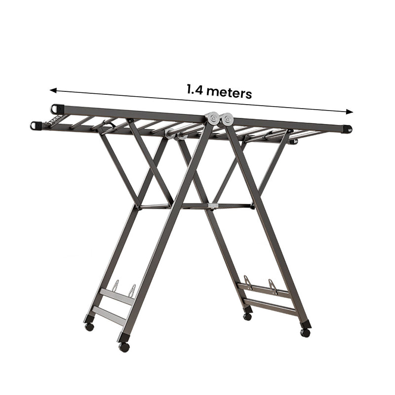 1.4m Foldable Wing Shape Clothes Drying Rack Aluminum Alloy Dark Grey 20kg