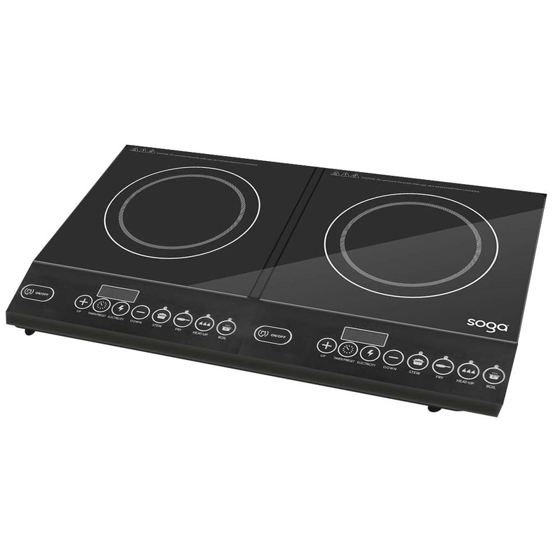 Induction Double Burner Cooktop Portable 27.5cm Plates 1100W 8 Heat Settings