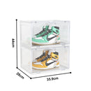 2X Transparent 2 Tier Shoe Organizer Plastic Stackable Box with Magnetic Door