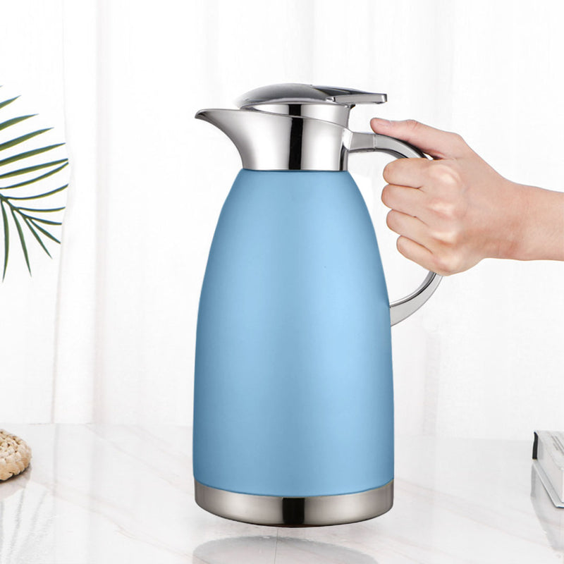 1.8L 3 Layer Vacuum Insulated Stainless Steel Flask Blue Leak Proof Wide Mouth