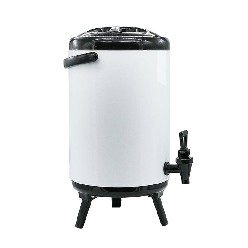 12L Stainless Steel Insulated Beverage Dispenser with Faucet Hot Cold White