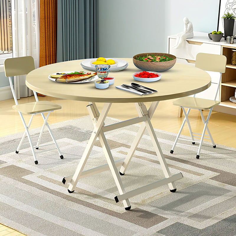 2X Maple Grain Round Dining Table Mdf Top Aluminum Legs 60cm Space Saving