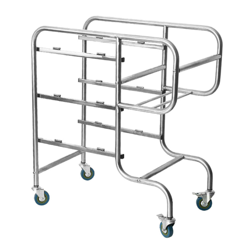2X 3 Tier Food Trolley Pvc 5 Bins Each 80x43x89cm Tpr Wheels