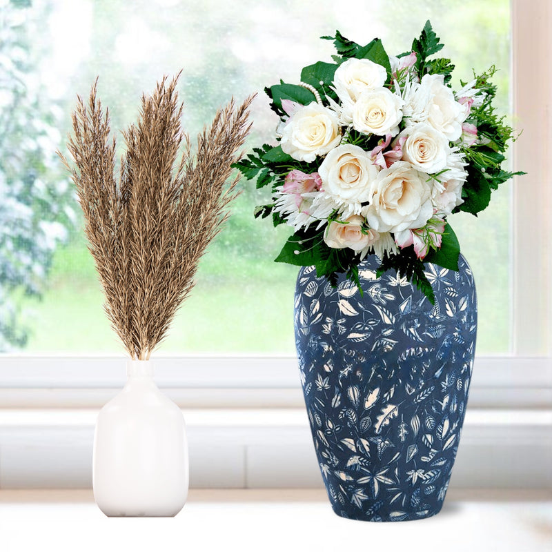 Medium Blue Ceramic Flower Vase 30x19cm Elegant Home Decor Display